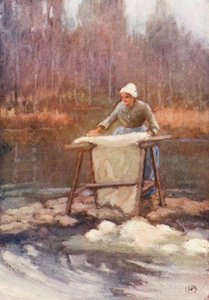 Au Lavoir (litografía en color) de Amy B. Atkinson