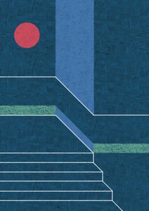 Círculo rojo, escalones azules de Amy Louise Baker