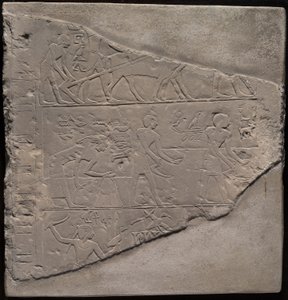 Fragmento de estela que representa el arado, la cosecha y la siega de Ancient Egyptian