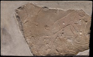 Fragmento de pared de una tumba con una escena de cosecha