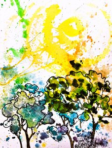 Bosque abstracto y colorido