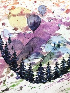 Globos de colores en la montaña