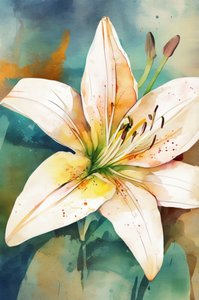 Acuarela: Lirio blanco