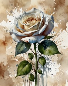 Rosa en acuarela blanca