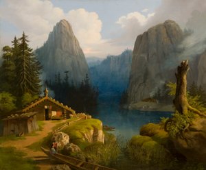 paisaje de montaña con un lago de Ander
