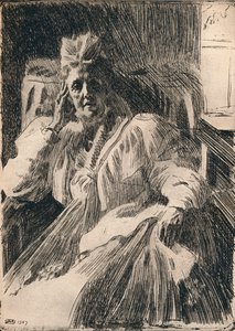 Un grabado de la Reina Viuda de Suecia, c. 1909 de Anders Leonard Zorn