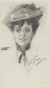 Cabeza de una joven con sombrero de Anders Leonard Zorn