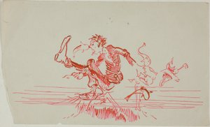 Hombre atacado por varios peces de Anders Zorn