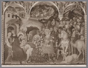Reproducción fotográfica de la pintura Adoración de los Reyes Magos de Gentile da Fabriano Firenze, Adorazione dei Magi (Gentile da Fabriano) Gall. Antica y Mod. (título en el objeto) de Anderson (firma)
