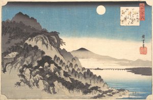 Luna llena de otoño en el templo de Ishiyama Ishiyama shugetsu, de la serie Ocho vistas de..., 1834-35