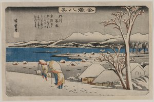 Nieve vespertina en Uchikawa de la serie Ocho vistas de Kanazawa, mediados de 1830 de Ando Hiroshige