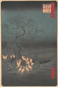 Zorros Reuniéndose en Oji de Ando Hiroshige
