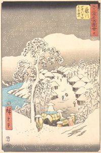 Fujikawa, un pueblo en las montañas anteriormente llamado Miyajiyama de Ando Hiroshige