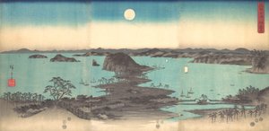 Luna Llena en Kanazawa, Provincia de Musashi, 1857 de Ando Hiroshige