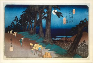 Luna llena en Mochizuki, de las 69 estaciones de Kisokaido, 1832 de Ando Hiroshige