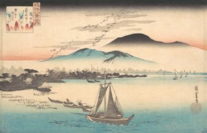 Gansos volando hacia Katada de Ando Hiroshige