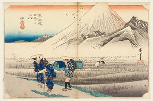 Hara, Fuji al Amanecer, en Las Cincuenta y Tres Estaciones del Camino Tokaido de Ando Hiroshige