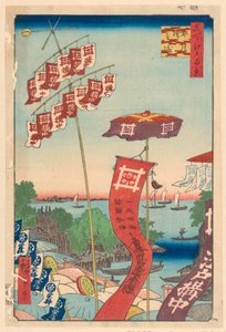 Puente Kanasugi, Shibaura de la serie Cien vistas de Edo de Ando Hiroshige