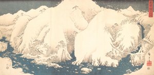 Montañas Kiso en la nieve, 1857