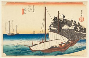 Kuwana, boca del río Kiso, en Las cincuenta y tres estaciones del camino Tokaido (Tokaido Gojusan Tsugi-no Uchi) de Ando Hiroshige