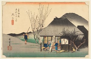 Casa de té Mariko, en Las cincuenta y tres estaciones del camino Tokaido de Ando Hiroshige