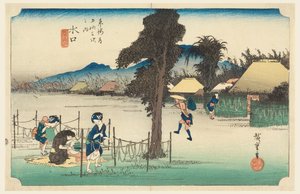 Minakuchi, en Las cincuenta y tres estaciones del camino Tokaido de Ando Hiroshige