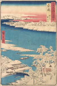 Mañana después de una nevada, el río Sumida, provincia de Musashi, de la serie Vistas