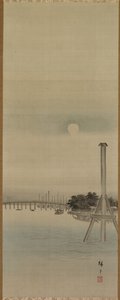 Escena nocturna en el río Sumida, 1800s