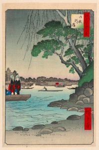 Ribera del río Omnaya (Omnya-Gashi) de la serie Cien vistas famosas de Edo de Ando Hiroshige