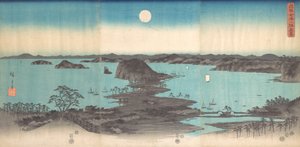 Panorama de las Ocho Vistas de Kanasawa bajo la Luna Llena de Ando Hiroshige