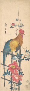 Peonía y Gallo, 1854 de Ando Hiroshige