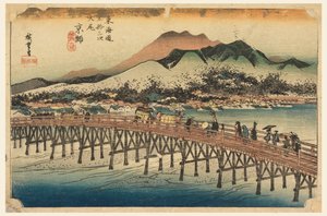 Puente Sanjo, Kioto, en Las Cincuenta y Tres Estaciones del Camino Tokaido de Ando Hiroshige