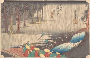Lluvia de primavera en Tsuchiyama, 50ª estación del Tokaido, siglo XIX