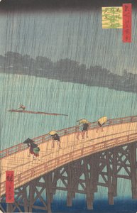 Lluvia repentina sobre el puente Shin-Ohashi y Atake, de la serie