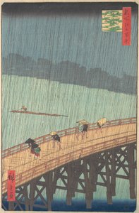 Lluvia repentina sobre el puente Shin-Ohashi y Atake Ohashi Atake no yudachi, de la serie..., 1857