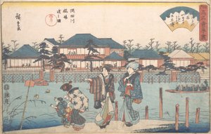 Sumidagawa Hashiba Watashi Zu Yanagiya, ca. 1835-42 de Ando Hiroshige