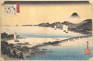 Brillo del atardecer en Seta, de la serie Ocho vistas de la provincia de Omi, 1834-35 de Ando Hiroshige