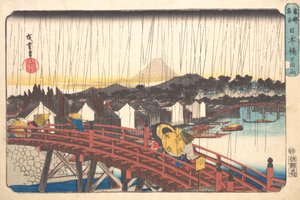 Lluvia de Sol en Nihonbashi, 1833-34 de Ando Hiroshige