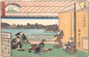 Casa de té en Hirokoji, ca. 1835-42 de Ando Hiroshige
