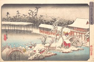 Santuario Tenmangu en Kameido en la nieve, ca. 1833-43