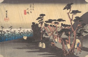 Lluvia de tigres en la estación de Oiso, ca. 1834 de Ando Hiroshige