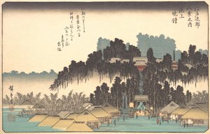 Campanas de vísperas en Ikegami de Ando Hiroshige