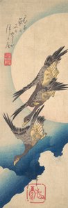 Gansos salvajes volando bajo la luna llena, ca. 1833