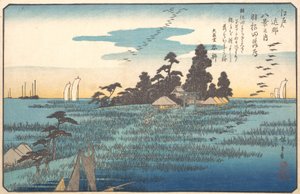 Gansos salvajes en Haneda de Ando Hiroshige