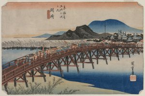 Puente Yahagi en la estación de Okazaki 39, de la serie Cincuenta y tres estaciones del Tokaido, 1833 de Ando Hiroshige