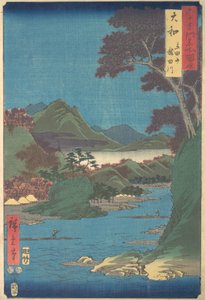 Yamato, Tatsutayama, Tatsutagawa, séptimo mes del año del buey 1853 de Ando Hiroshige