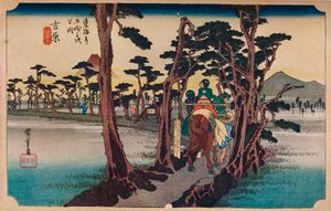 Yoshiwara: Monte Fuji a la izquierda, 1833-1834, 1930 de Ando Hiroshige