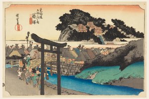 Templo Yugoyoji (Fugisawa), en Las cincuenta y tres estaciones del camino Tokaido (Tokaido Gojusan Tsugi-no Uchi) de Ando Hiroshige