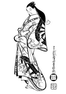 Una mujer con el cabello suelto, 1700s de Ando Kaigetsudo