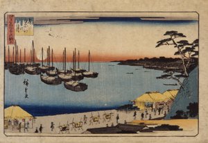 (Veleros en el puerto) de Ando or Utagawa Hiroshige